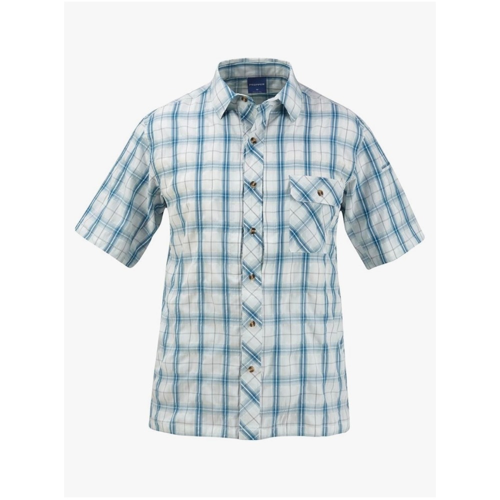 Propper Mens Blue Plaid Short Sleeve Tactical Ventilated Button Down Shirt Sz M